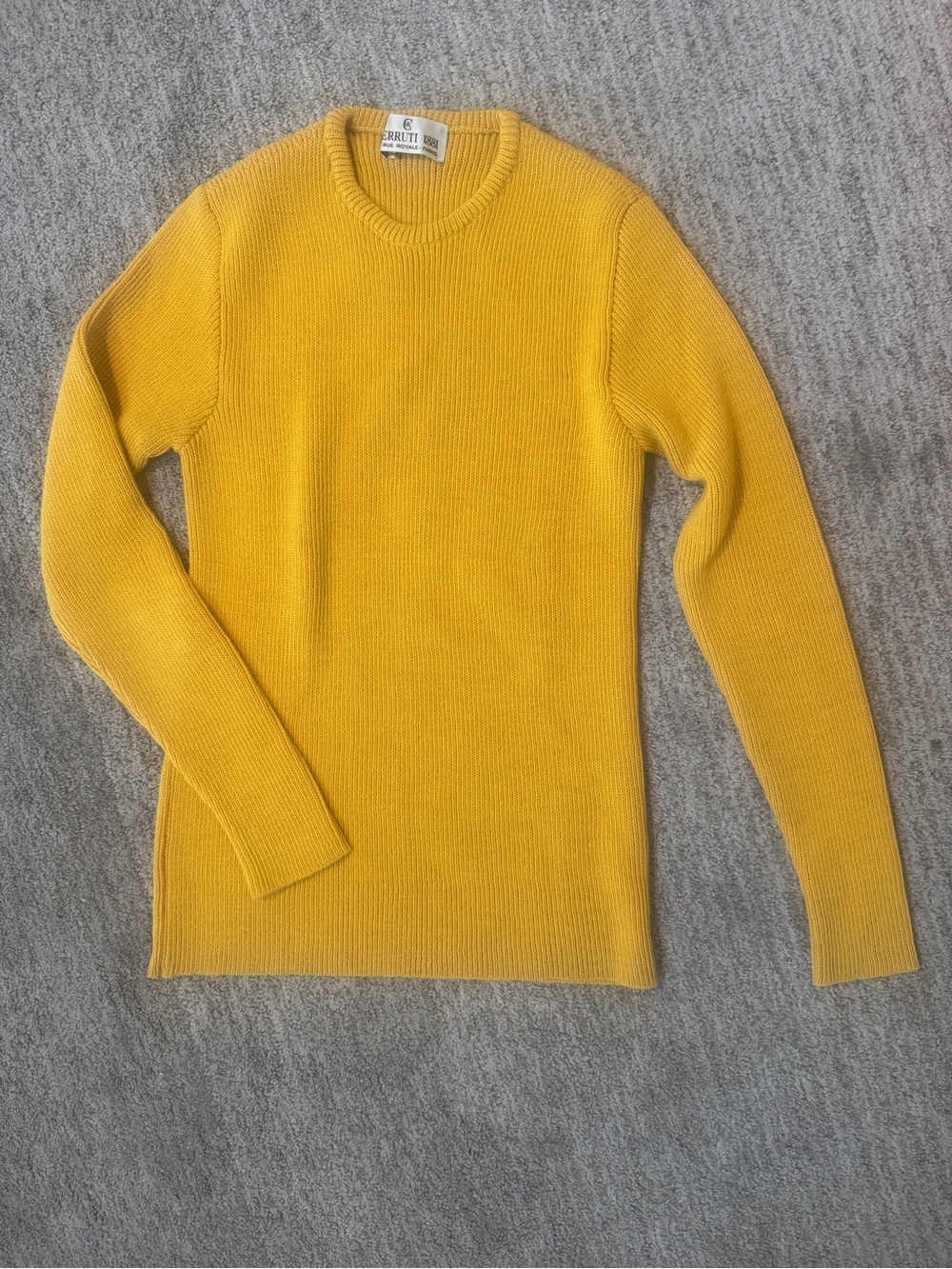 Vintage 70s Cerutti 1881 Mustard Yellow Wool Sweater Med.